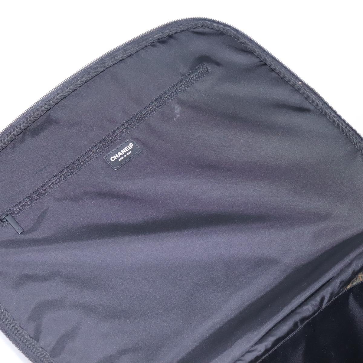 CHANEL Carry Case New Travel line suitcase Nylon Black CC Auth bs23739