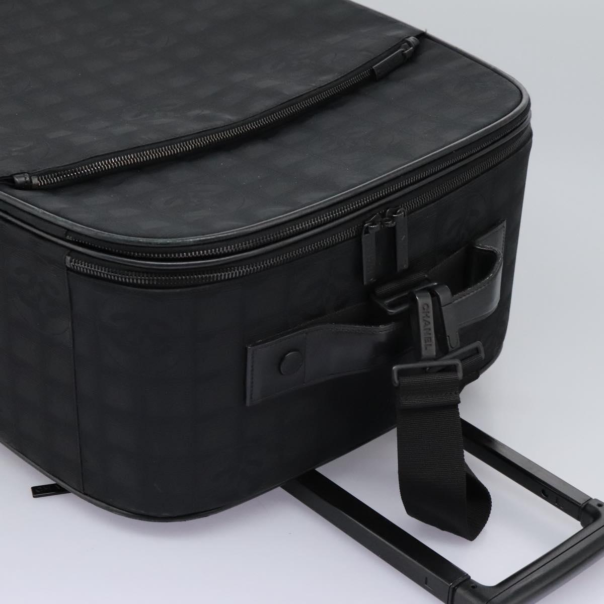 CHANEL Carry Case New Travel line suitcase Nylon Black CC Auth bs23739