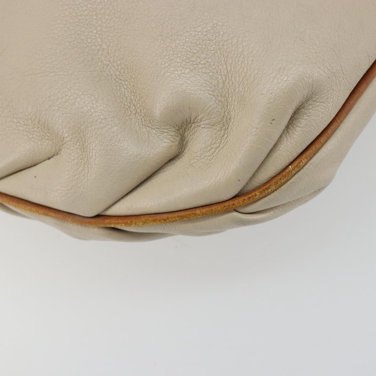 CELINE Shoulder Bag Leather Beige Auth bs23749