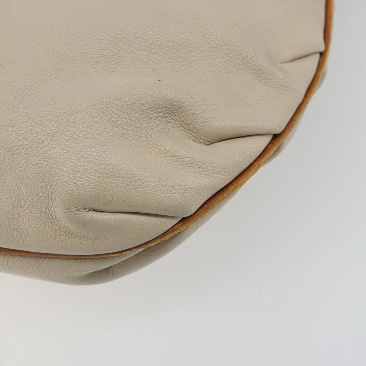 CELINE Shoulder Bag Leather Beige Auth bs23749
