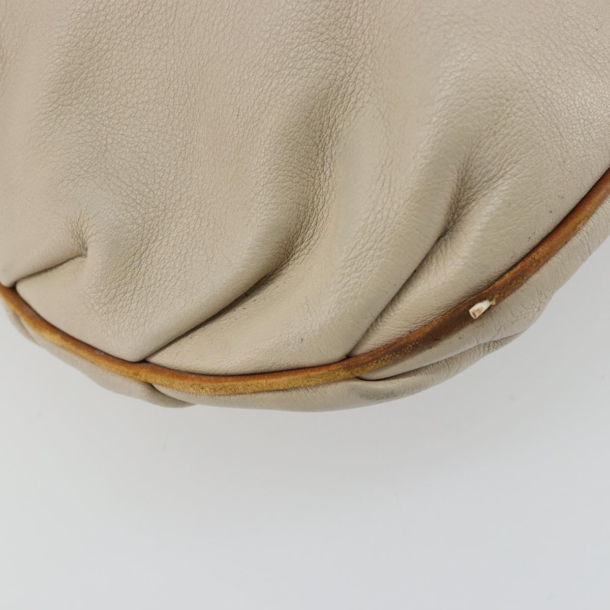 CELINE Shoulder Bag Leather Beige Auth bs23749