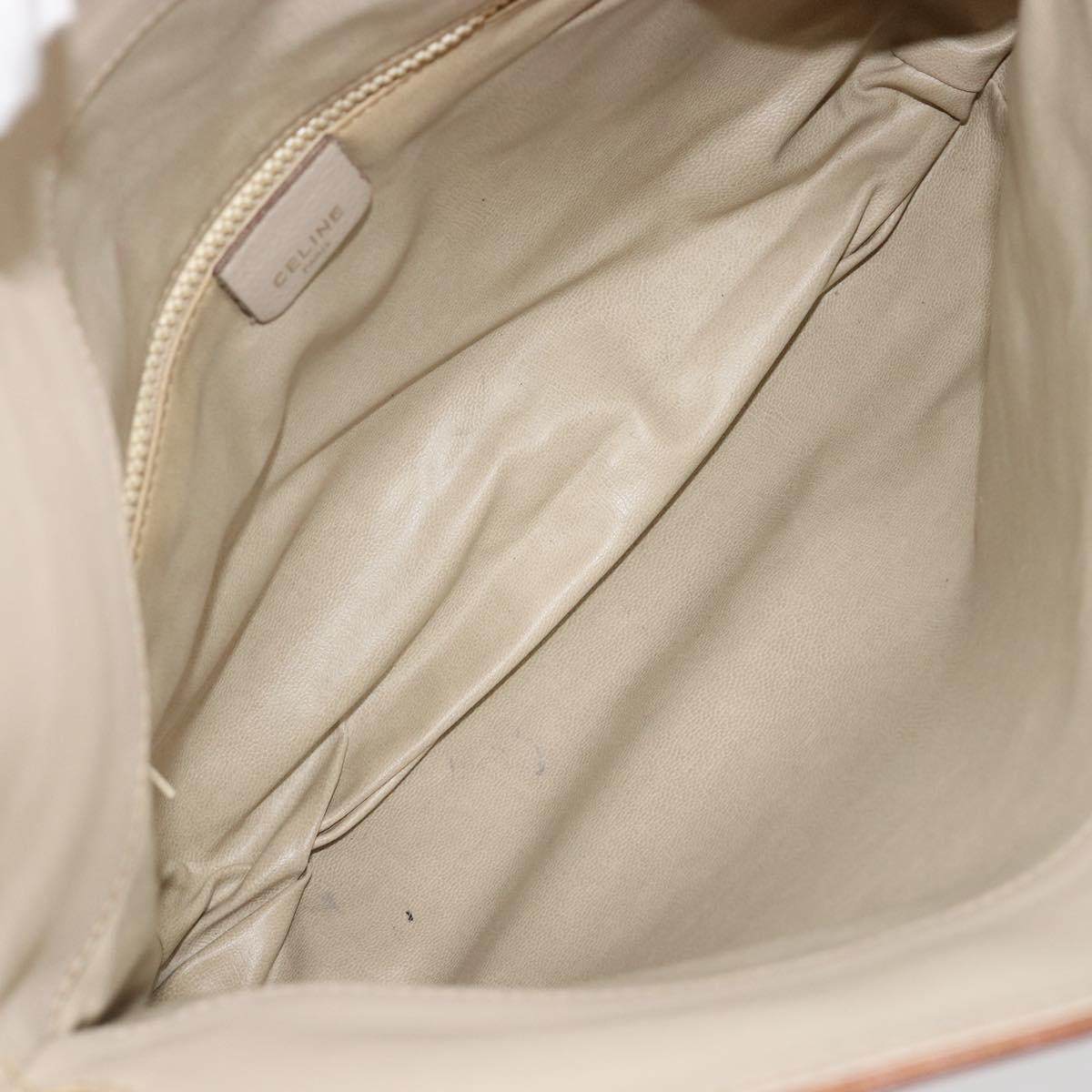 CELINE Shoulder Bag Leather Beige Auth bs23749