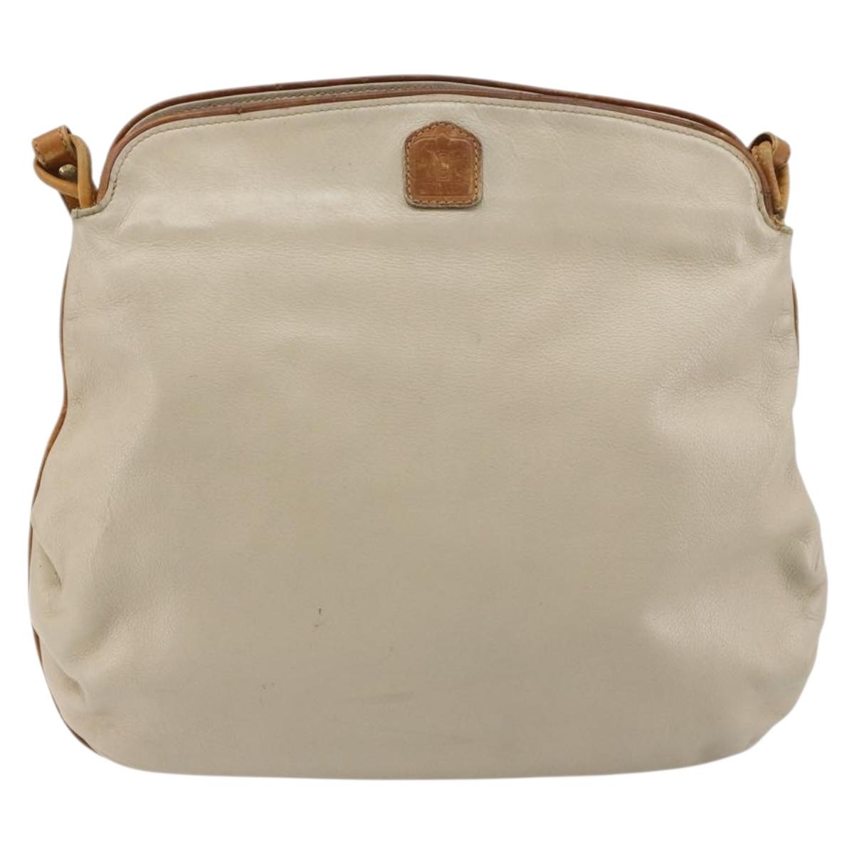 CELINE Shoulder Bag Leather Beige Auth bs23749