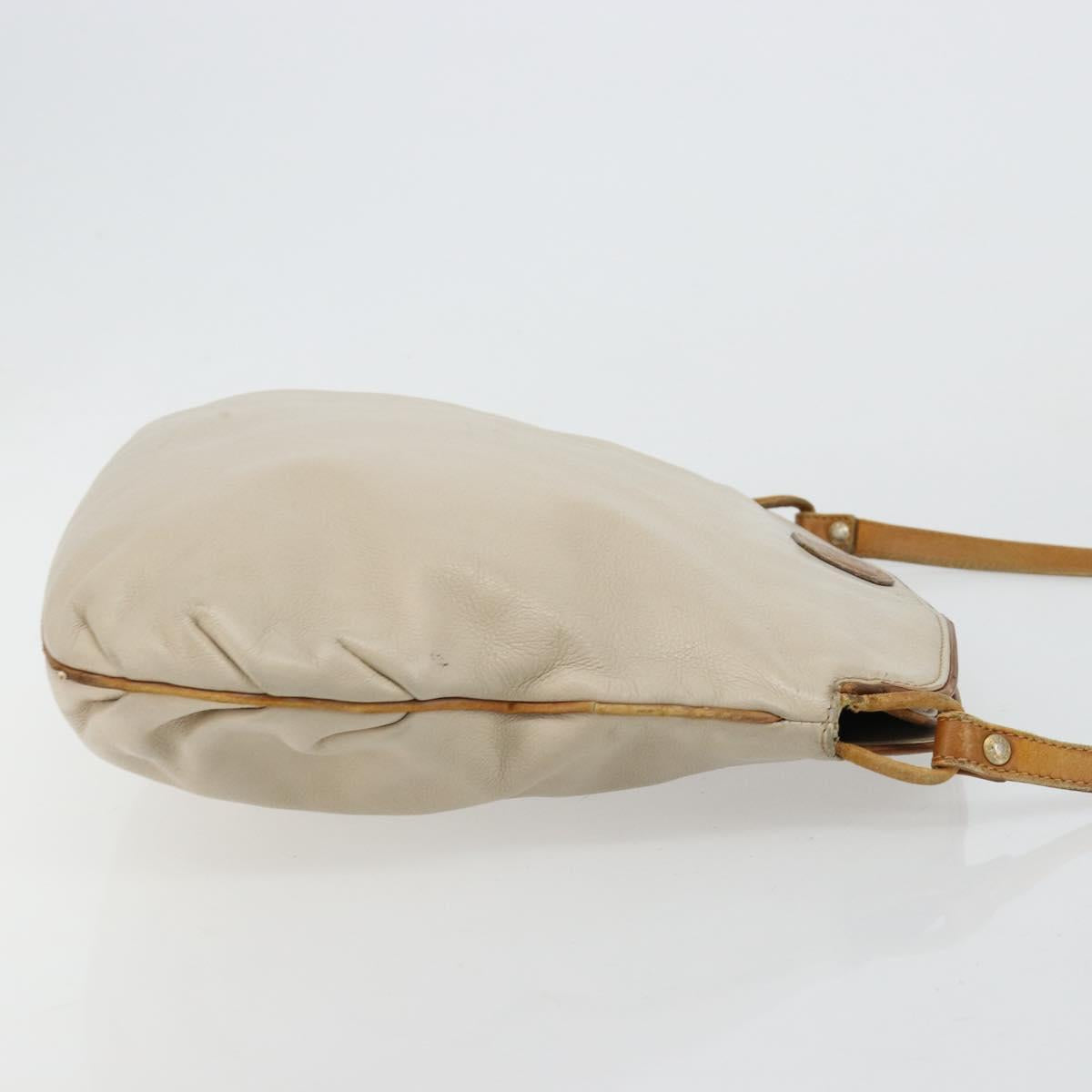 CELINE Shoulder Bag Leather Beige Auth bs23749