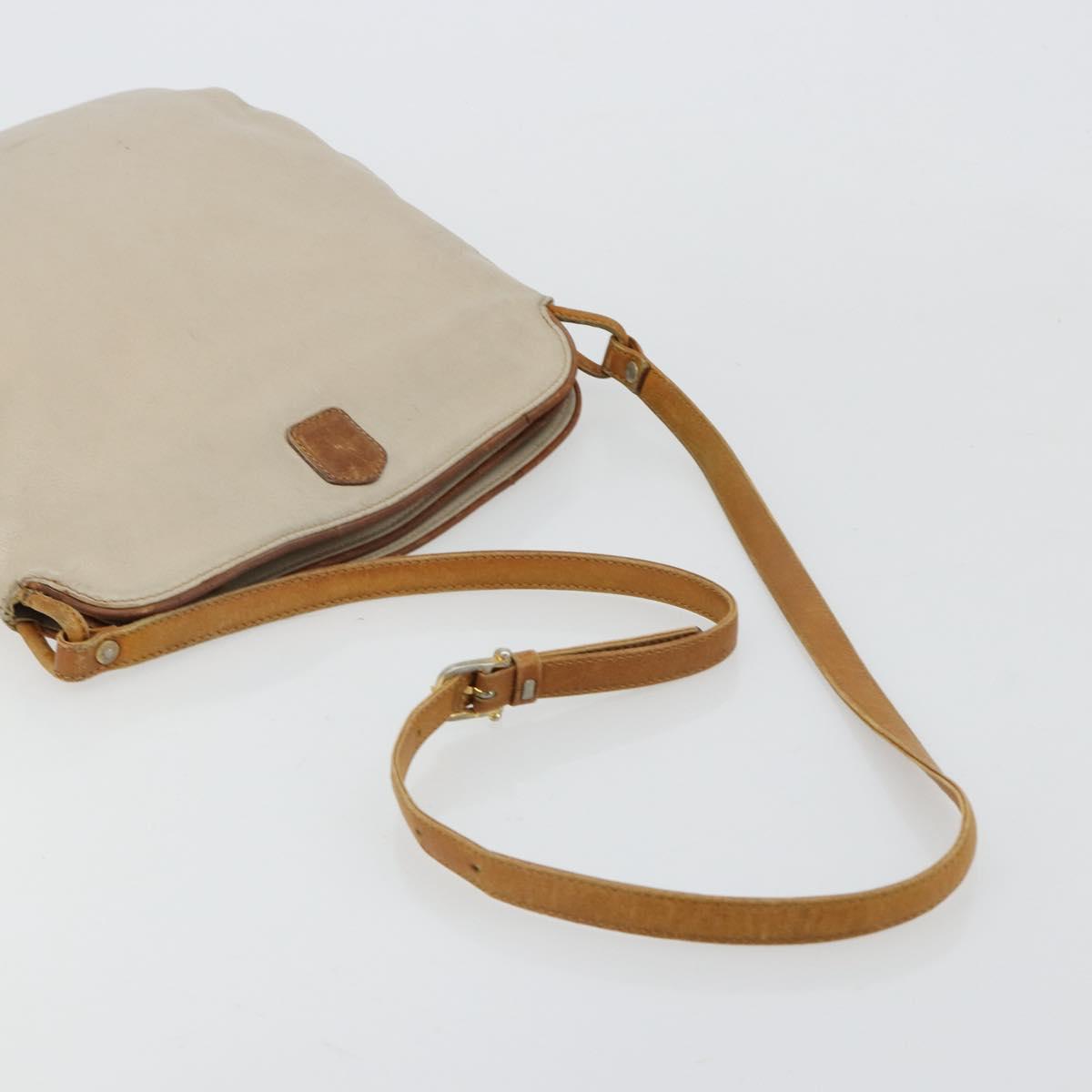 CELINE Shoulder Bag Leather Beige Auth bs23749