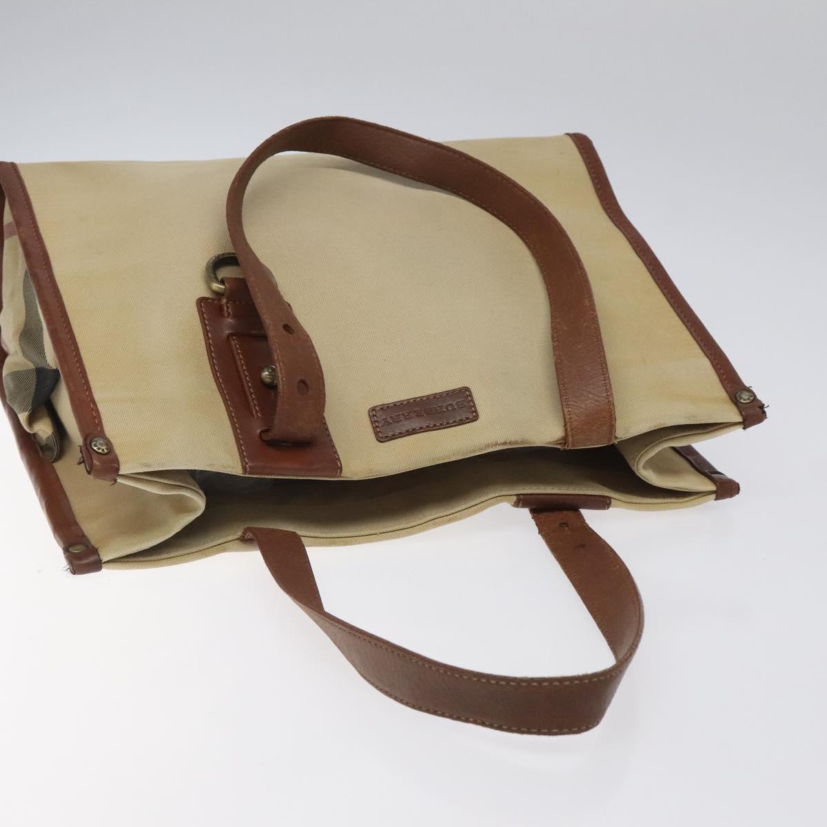 BURBERRY Tote Bag Canvas Beige Auth bs23757