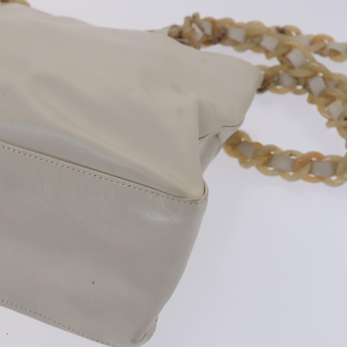 PRADA Shoulder Bag Leather White Auth bs23764