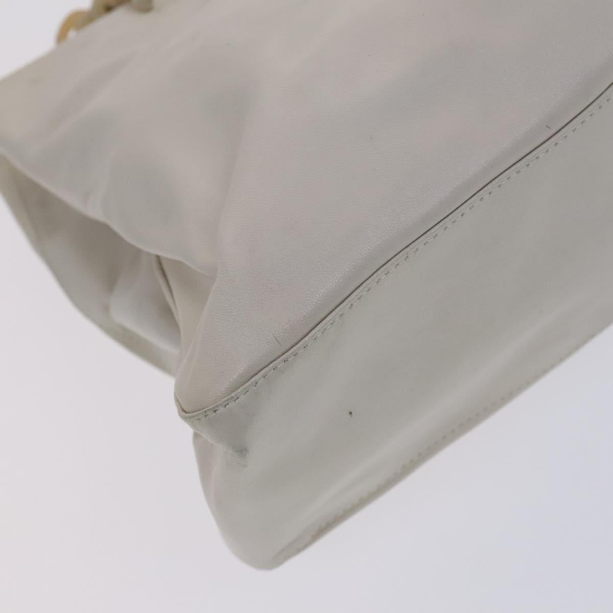 PRADA Shoulder Bag Leather White Auth bs23764