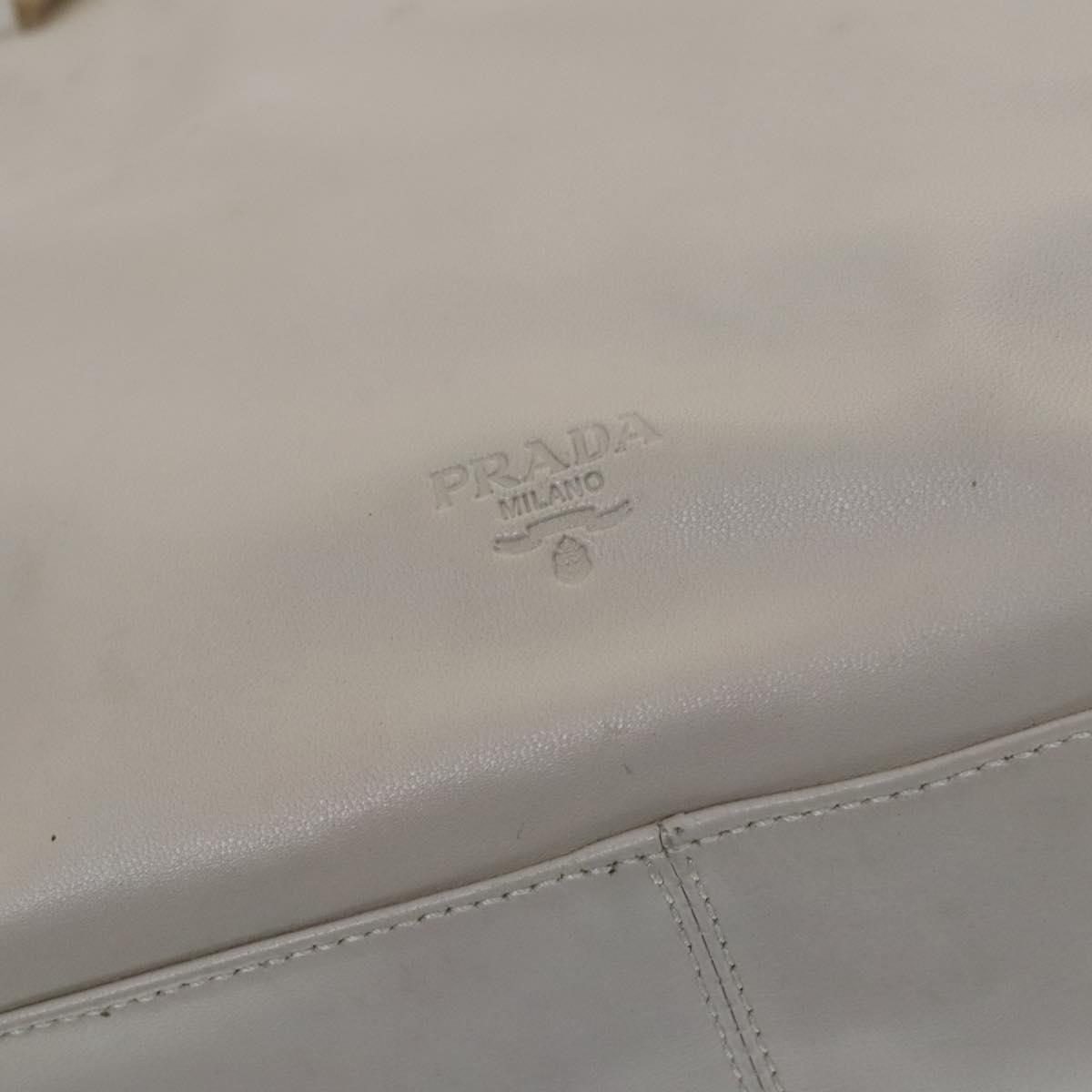 PRADA Shoulder Bag Leather White Auth bs23764