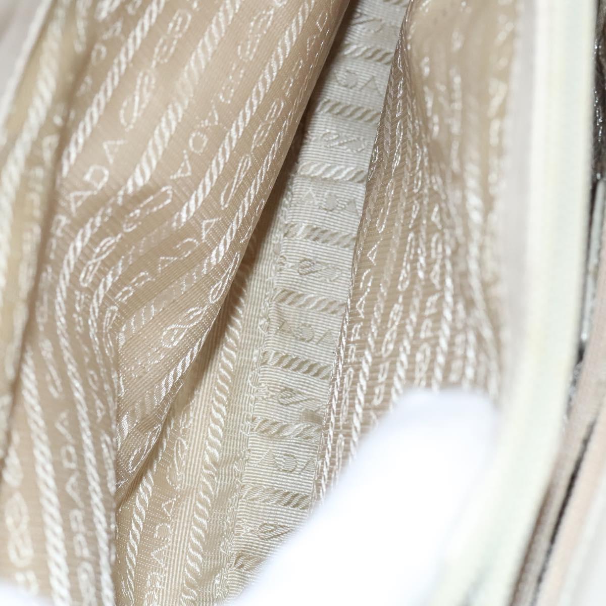 PRADA Shoulder Bag Leather White Auth bs23764