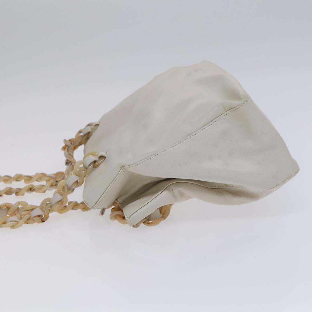 PRADA Shoulder Bag Leather White Auth bs23764