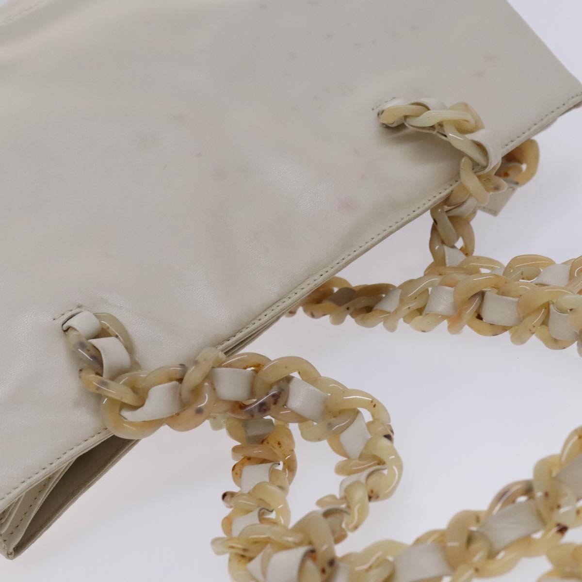 PRADA Shoulder Bag Leather White Auth bs23764