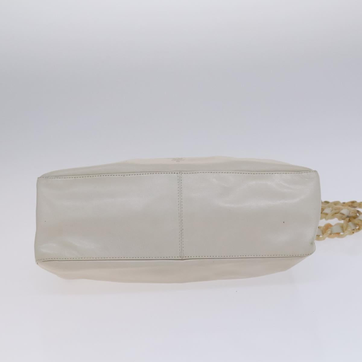 PRADA Shoulder Bag Leather White Auth bs23764