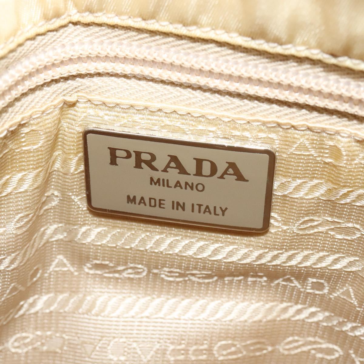 PRADA Shoulder Bag Leather Beige Auth bs23766
