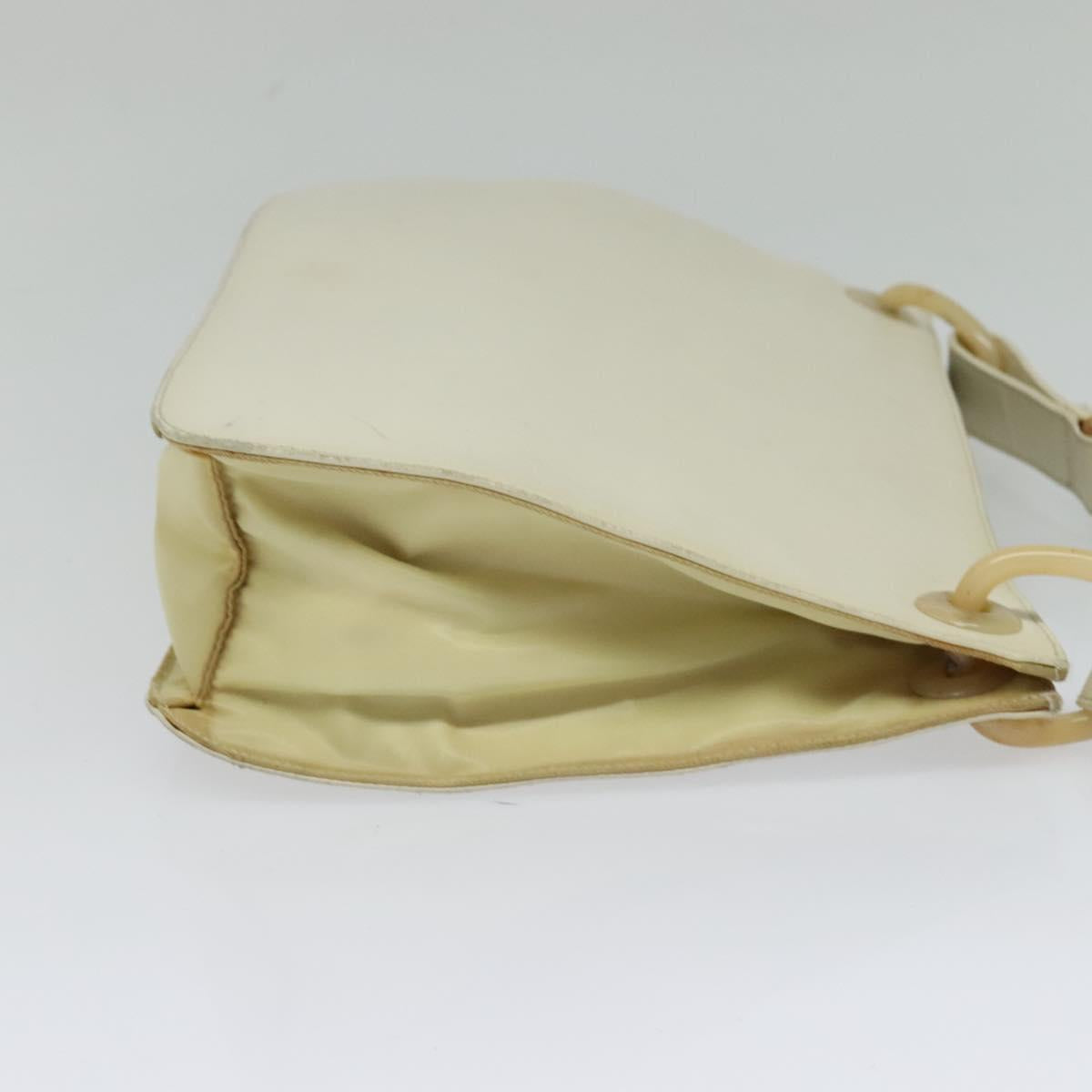 PRADA Shoulder Bag Leather Beige Auth bs23766