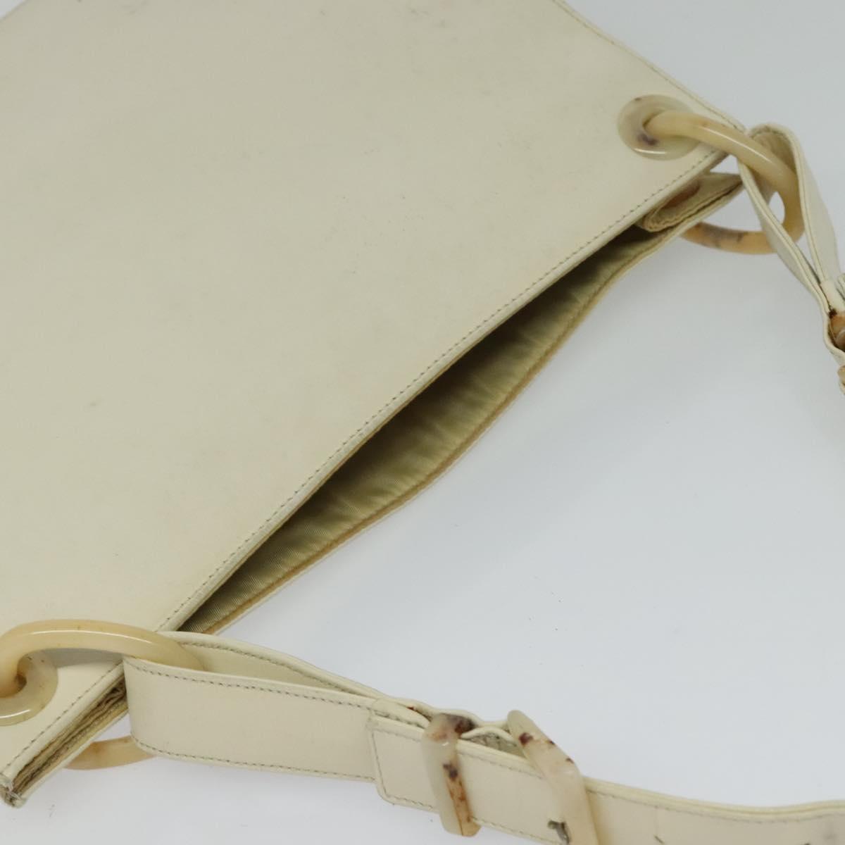 PRADA Shoulder Bag Leather Beige Auth bs23766
