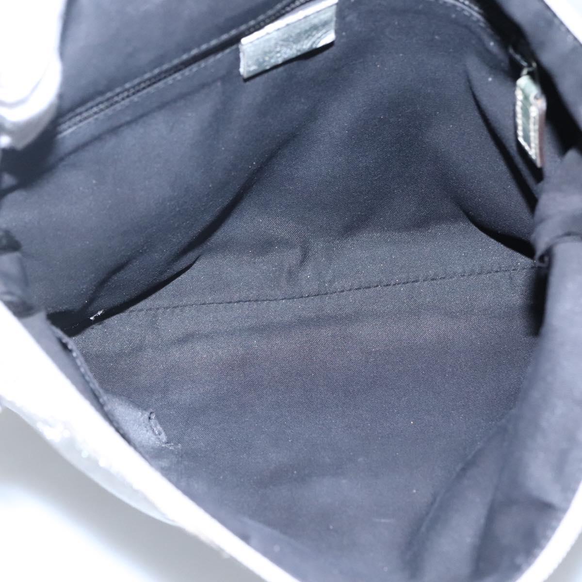 GUCCI GG Canvas Sherry Line Shoulder Bag Gray Silver blue 145857 Auth bs23771