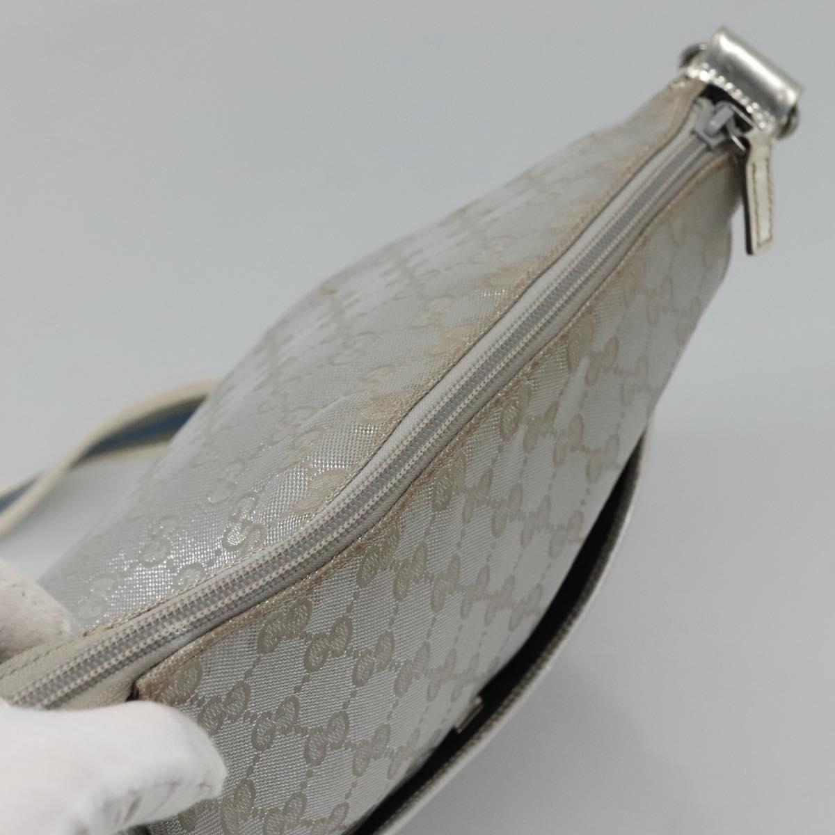 GUCCI GG Canvas Sherry Line Shoulder Bag Gray Silver blue 145857 Auth bs23771
