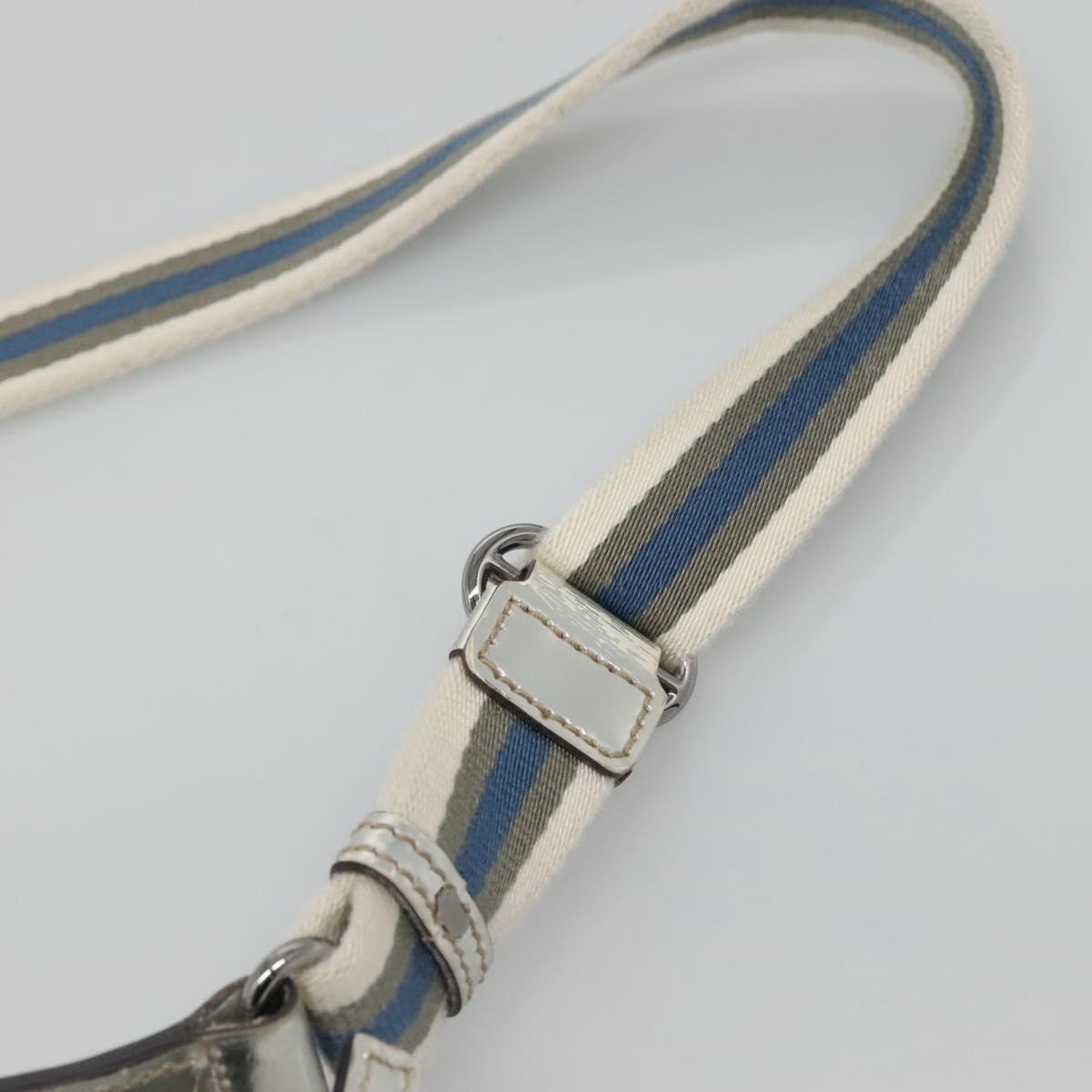 GUCCI GG Canvas Sherry Line Shoulder Bag Gray Silver blue 145857 Auth bs23771