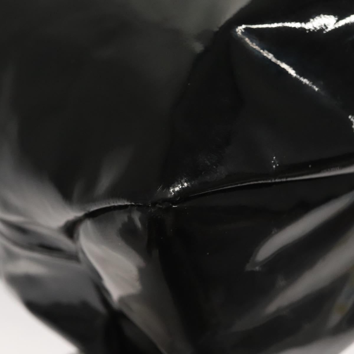 Salvatore Ferragamo Hand Bag Enamel Black Auth bs23791