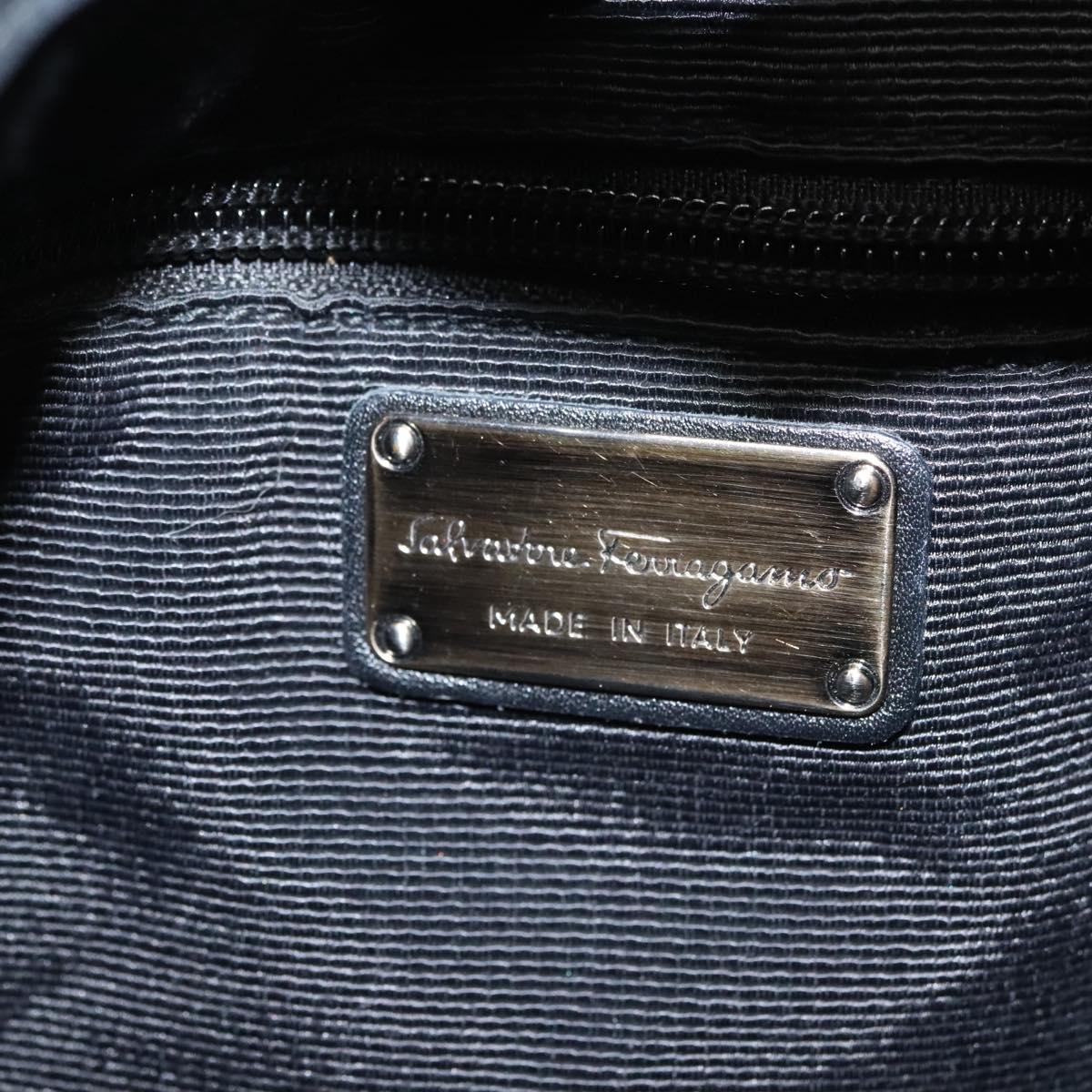 Salvatore Ferragamo Hand Bag Enamel Black Auth bs23791