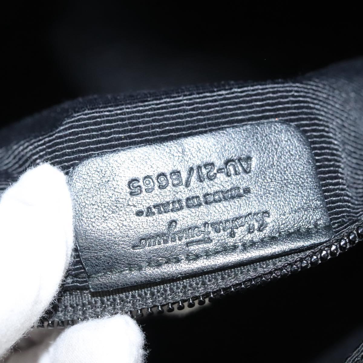 Salvatore Ferragamo Hand Bag Enamel Black Auth bs23791