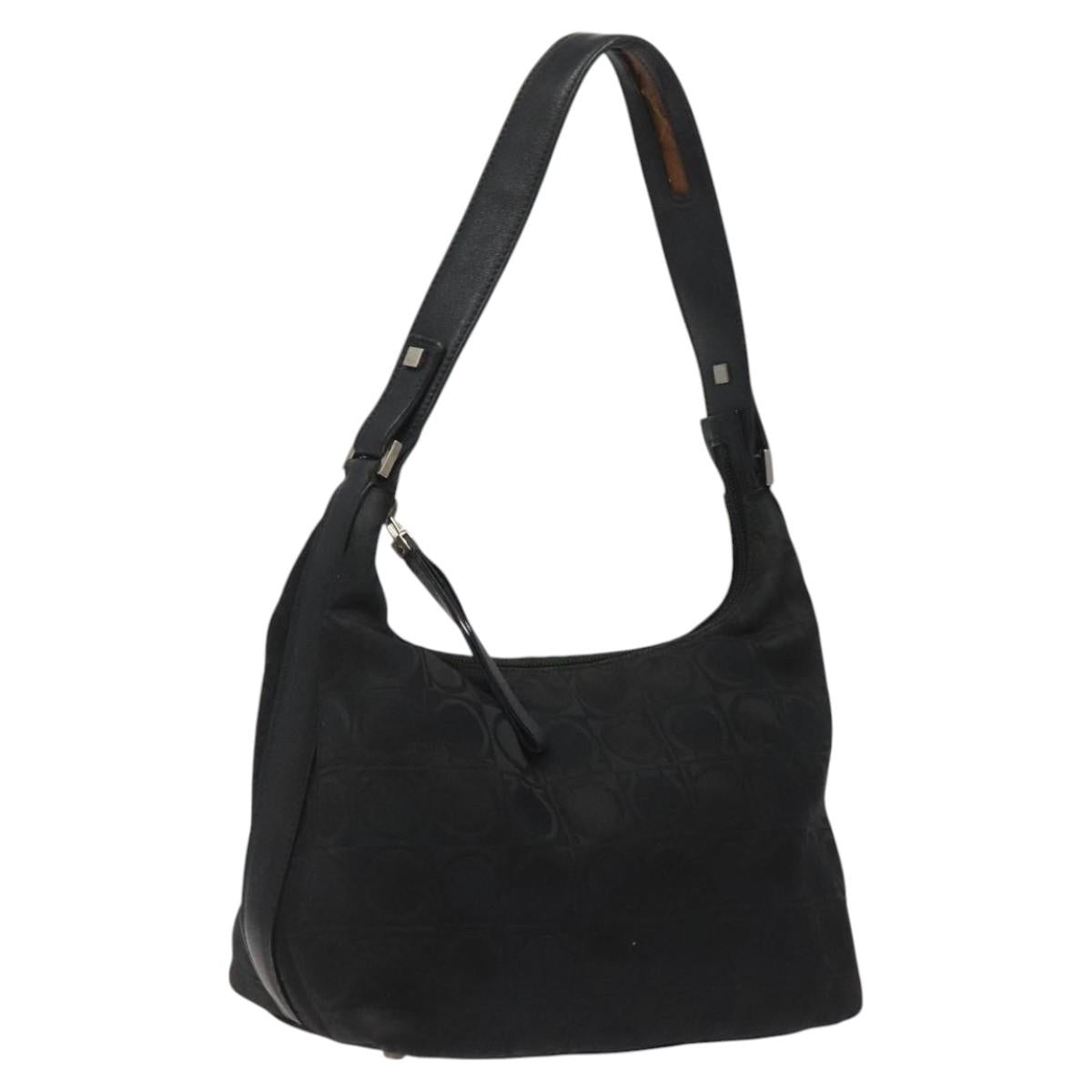 Salvatore Ferragamo Hand Bag Canvas Black Auth bs23793