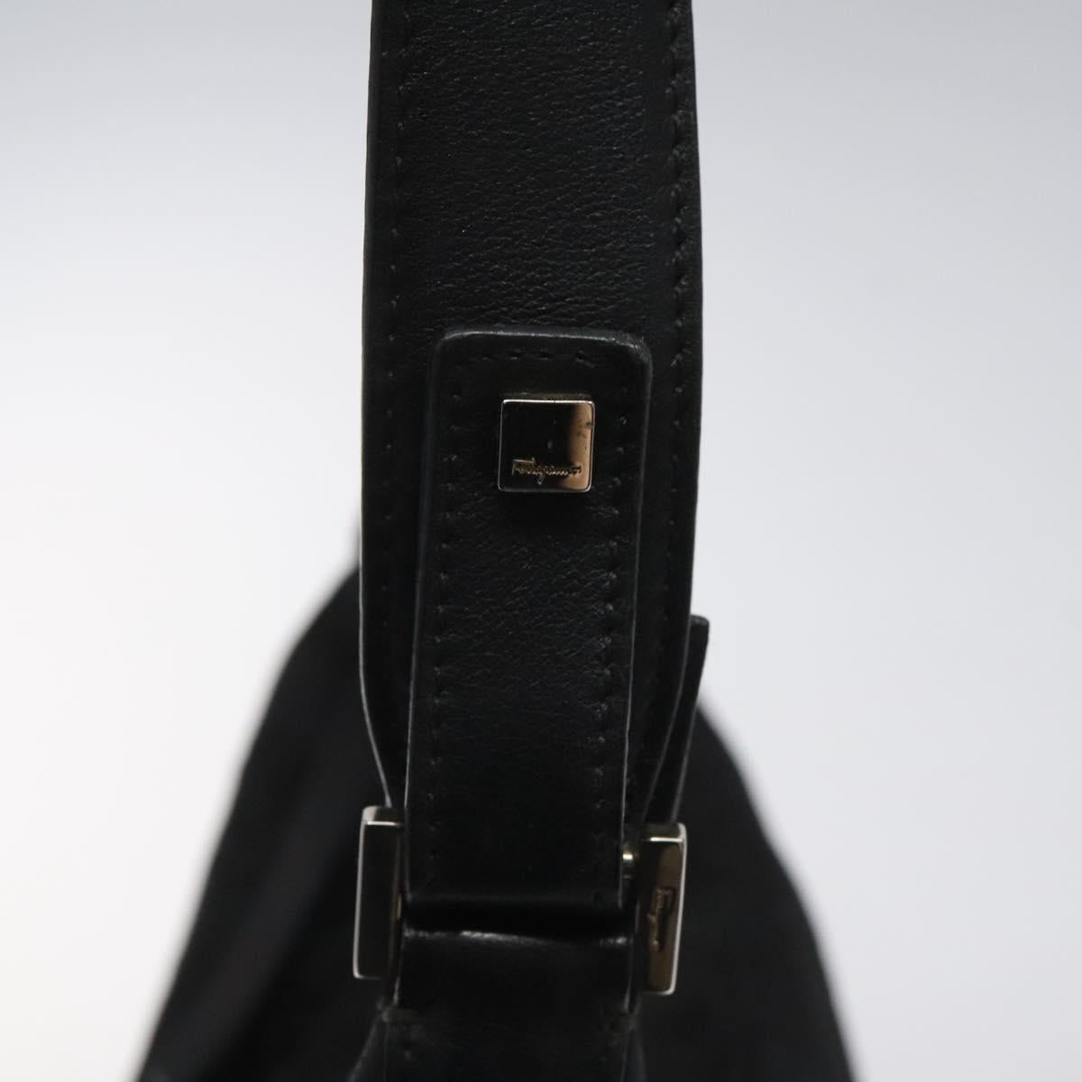 Salvatore Ferragamo Hand Bag Canvas Black Auth bs23793