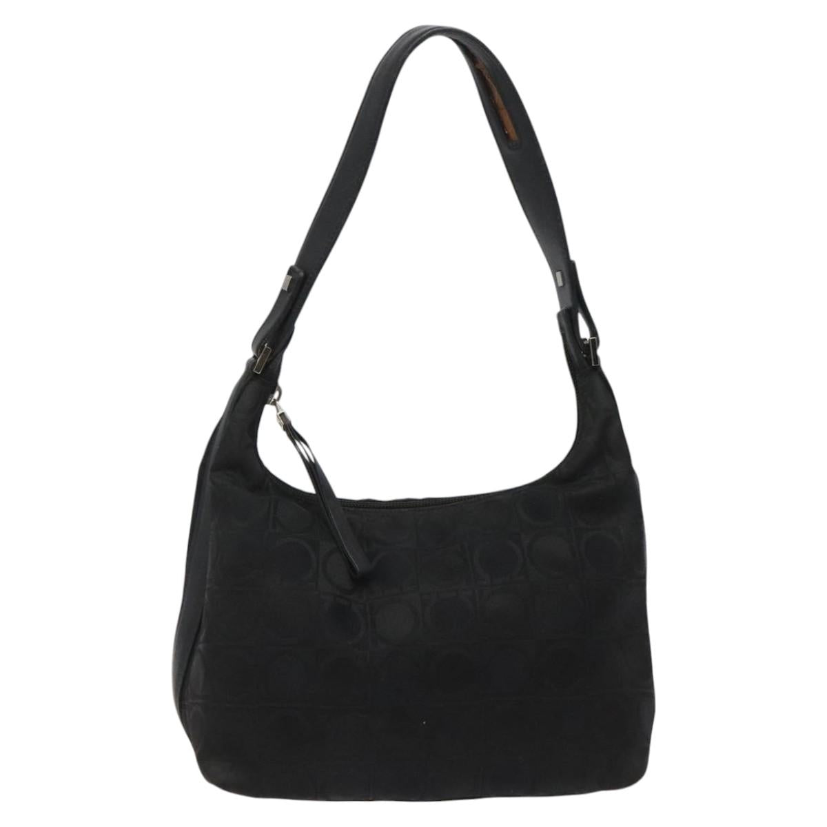 Salvatore Ferragamo Hand Bag Canvas Black Auth bs23793