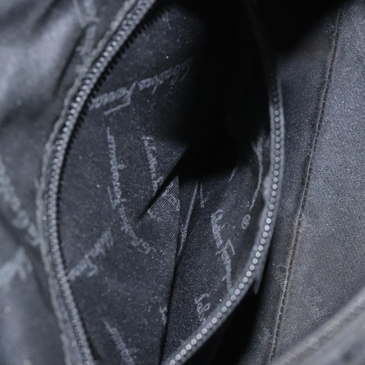 Salvatore Ferragamo Hand Bag Canvas Black Auth bs23793