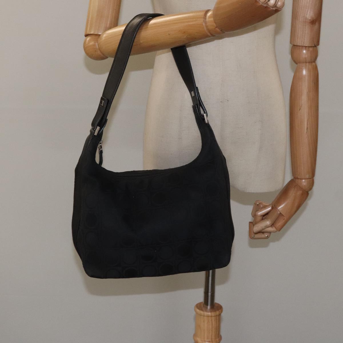 Salvatore Ferragamo Hand Bag Canvas Black Auth bs23793