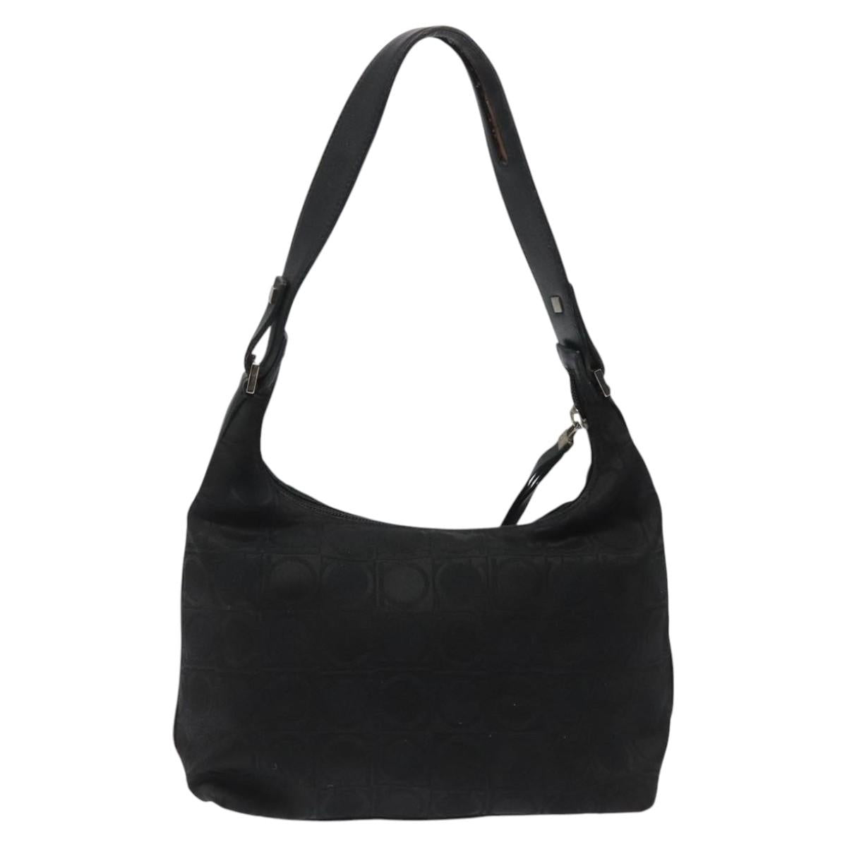 Salvatore Ferragamo Hand Bag Canvas Black Auth bs23793