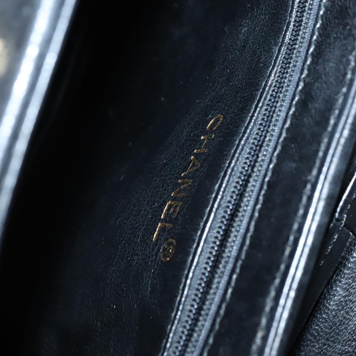 CHANEL Matelasse Chain Shoulder Bag Lamb Skin Black CC Auth bs23838