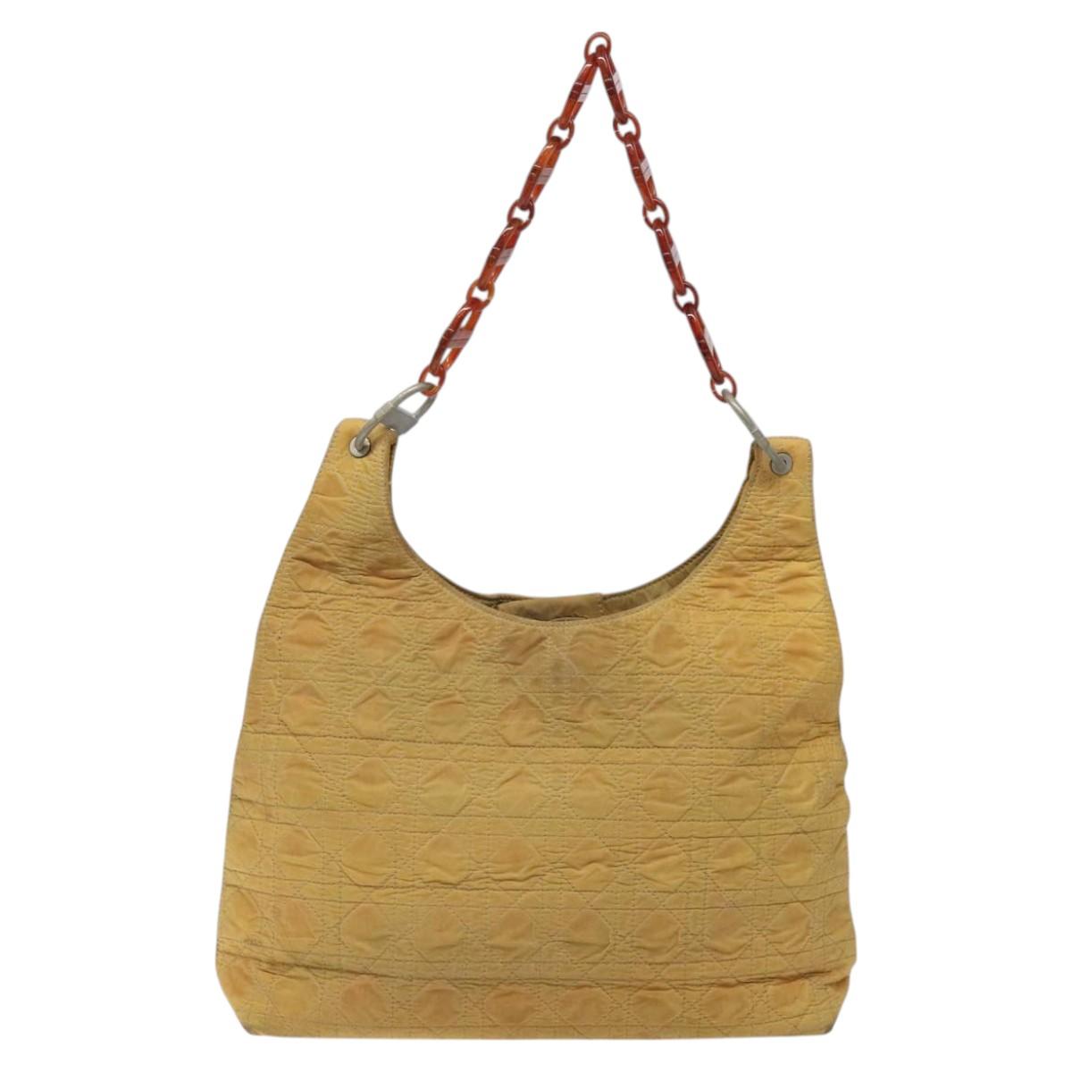 Christian Dior Canage Shoulder Bag Nylon Yellow Auth bs23852