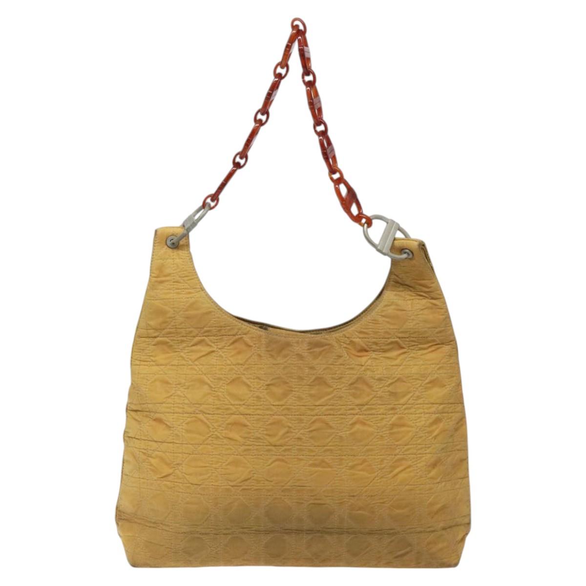 Christian Dior Canage Shoulder Bag Nylon Yellow Auth bs23852