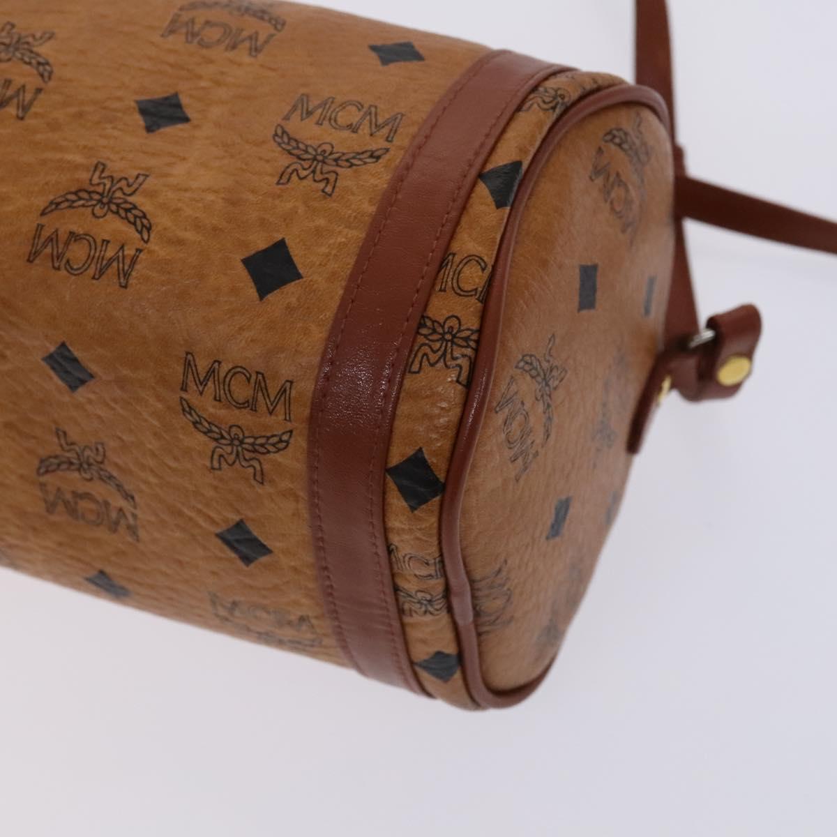 MCM Vicetos Logogram Shoulder Bag PVC Leather Brown Gold Auth bs23854