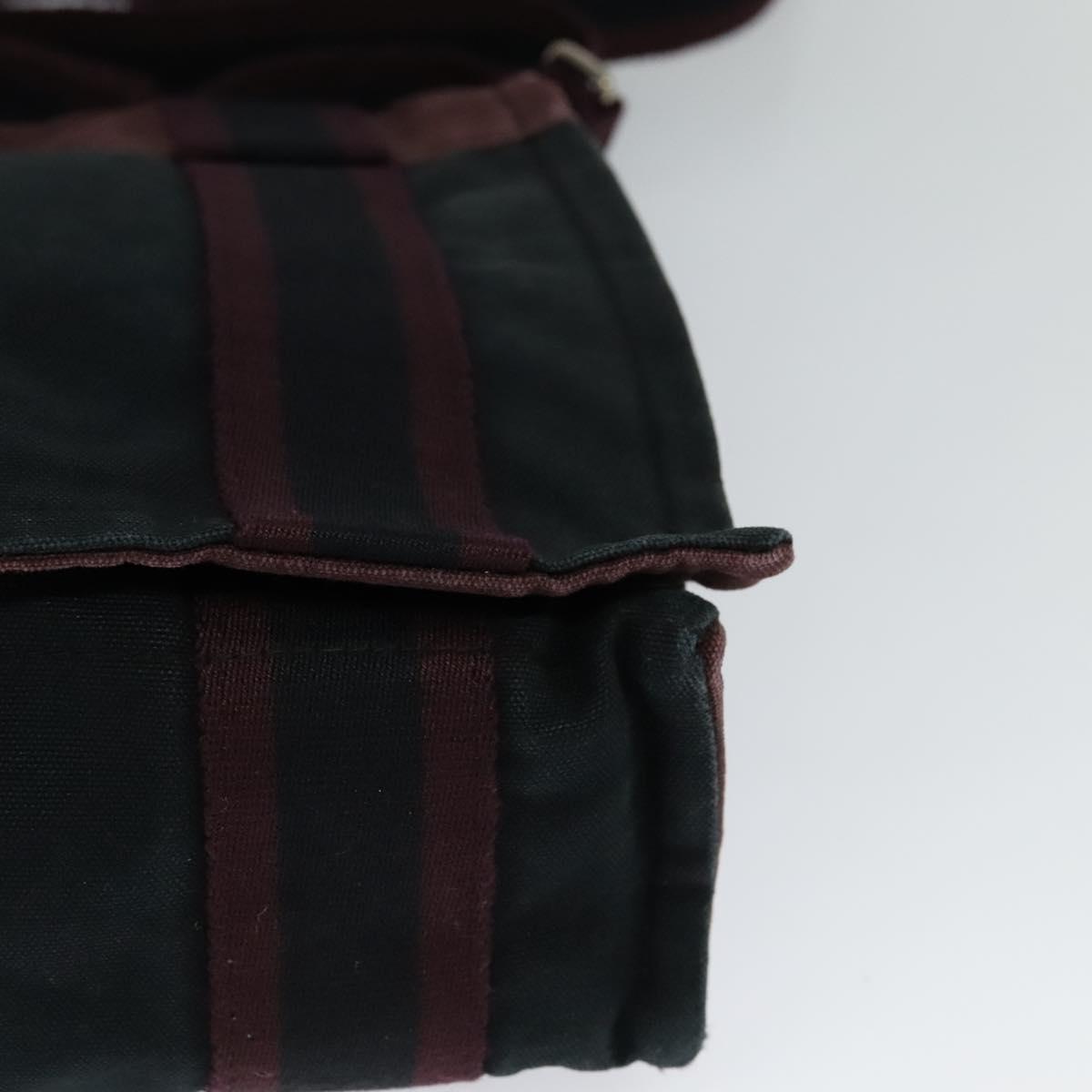 HERMES Fourre Tout Bassas PM Shoulder Bag Canvas Black Auth bs23858