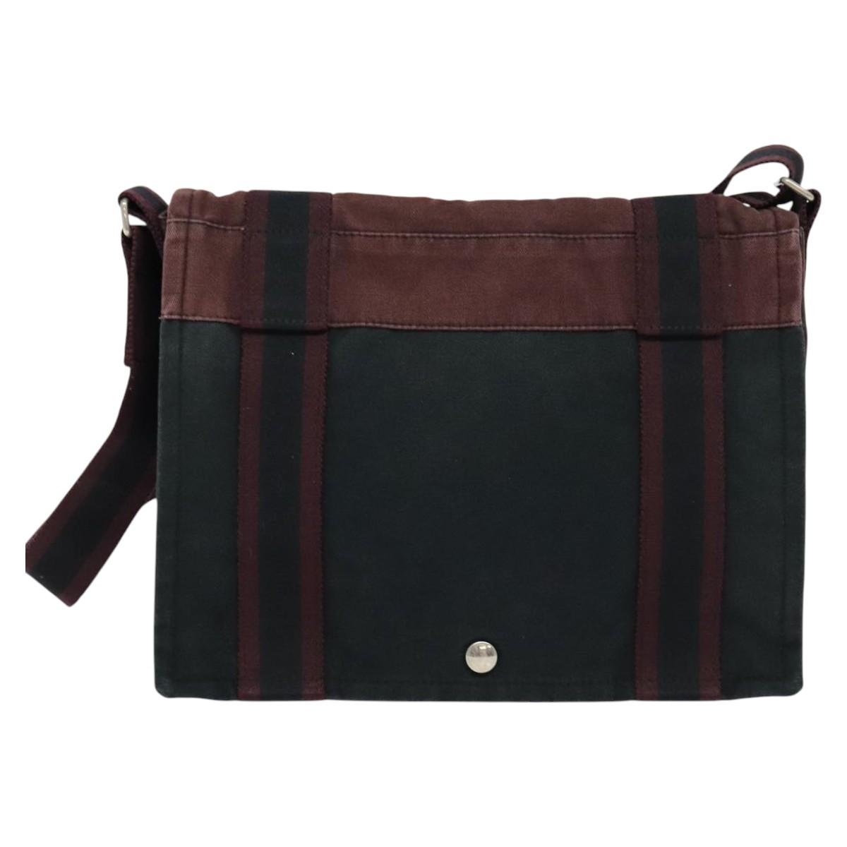 HERMES Fourre Tout Bassas PM Shoulder Bag Canvas Black Auth bs23858