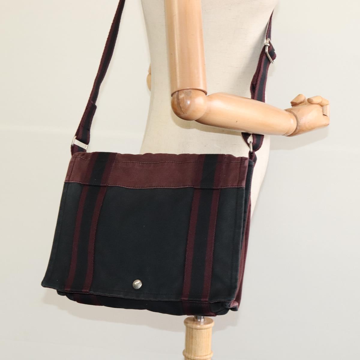 HERMES Fourre Tout Bassas PM Shoulder Bag Canvas Black Auth bs23858