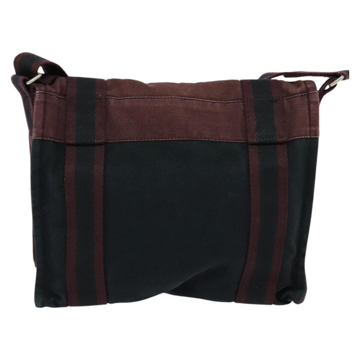 HERMES Fourre Tout Bassas PM Shoulder Bag Canvas Black Auth bs23858