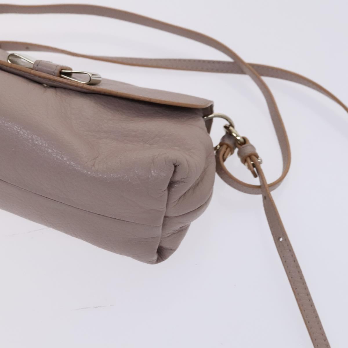 Chloe Lily Shoulder Bag Leather Beige Auth bs23861