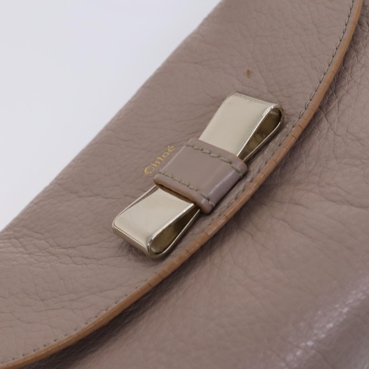 Chloe Lily Shoulder Bag Leather Beige Auth bs23861