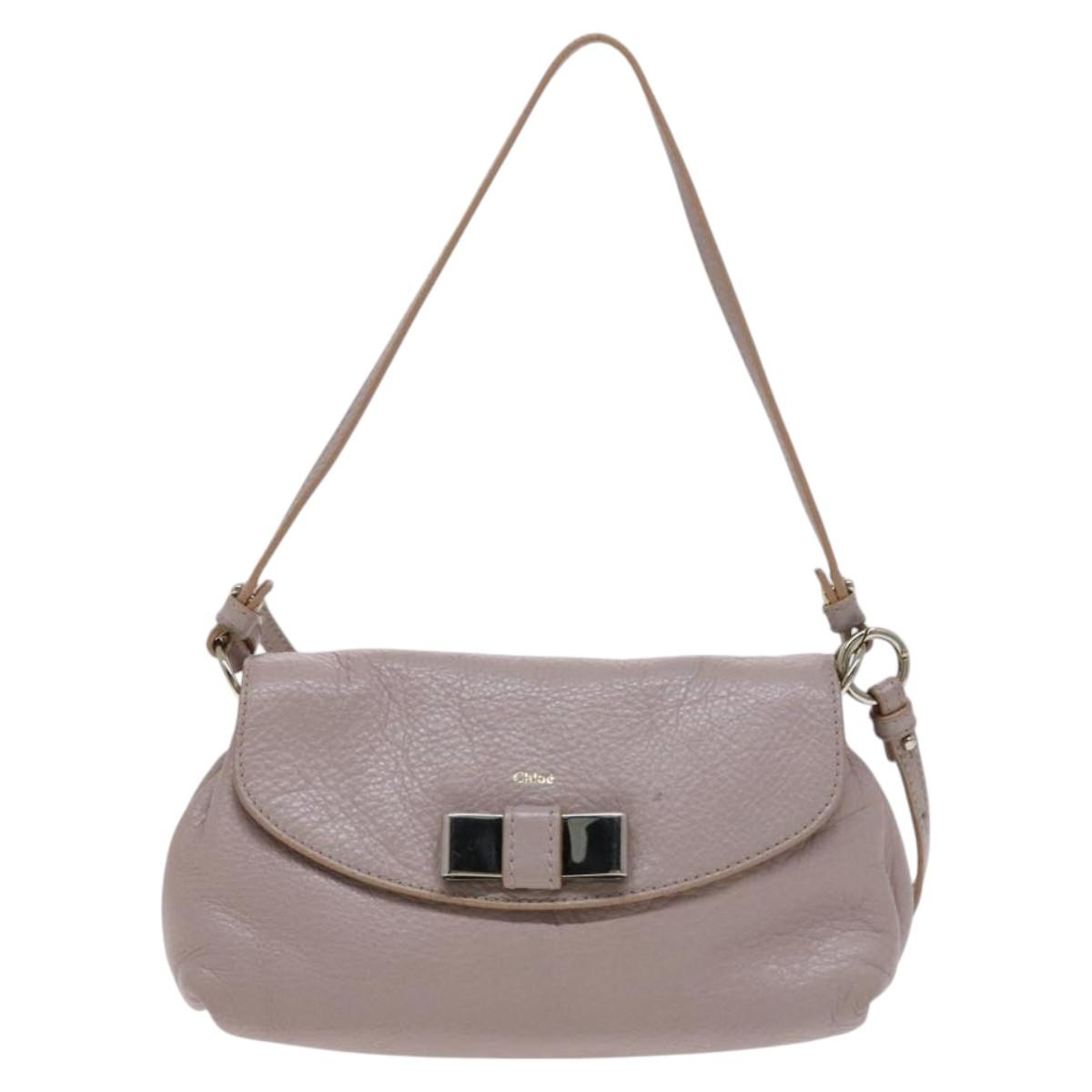 Chloe Lily Shoulder Bag Leather Beige Auth bs23861