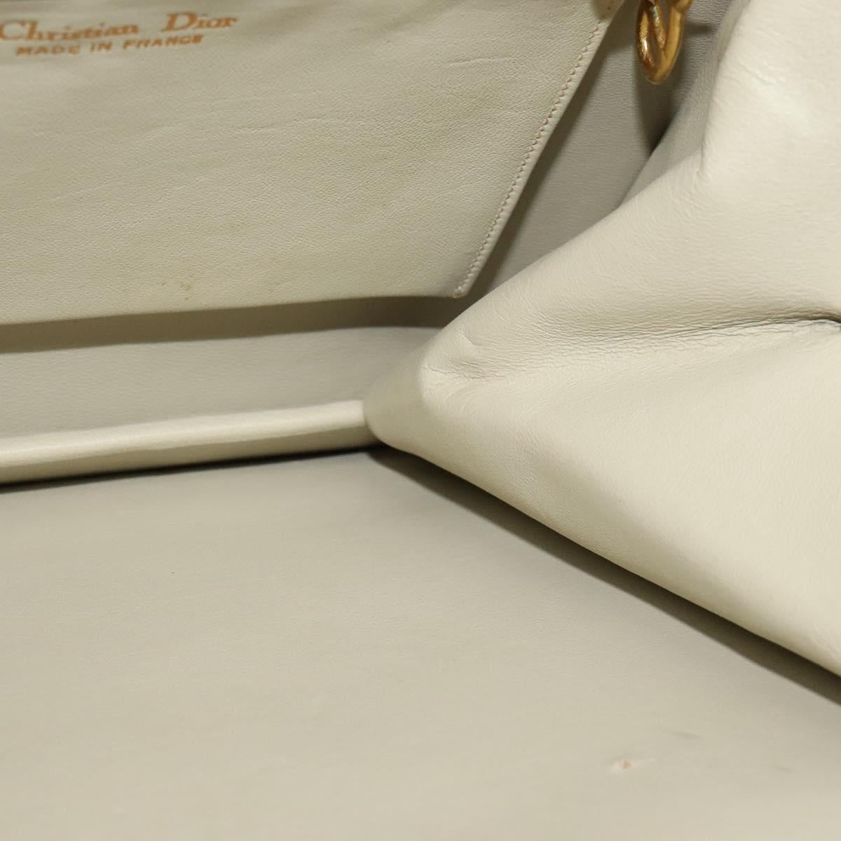 Christian Dior Shoulder Bag Leather Beige Auth bs23864