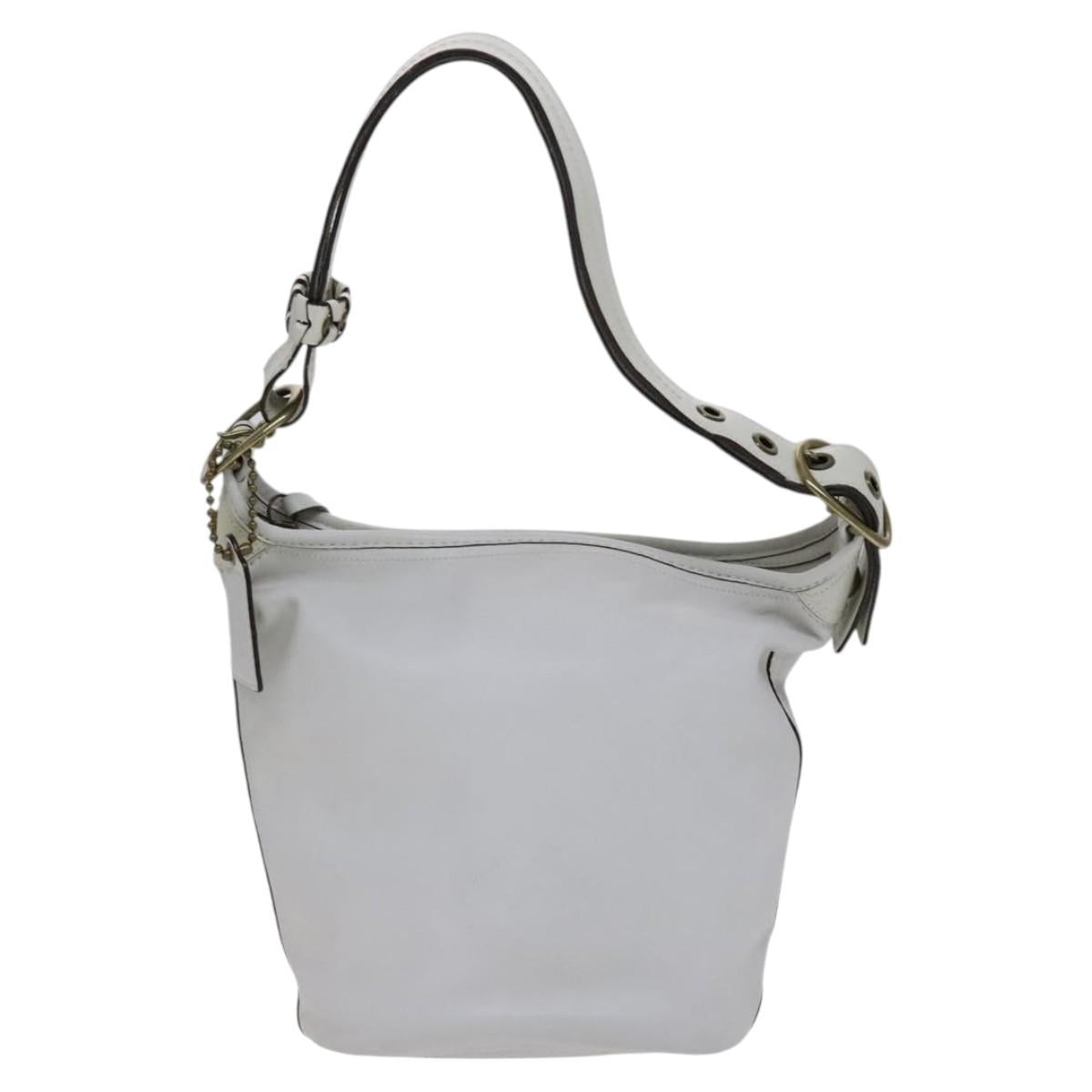Coach Shoulder Bag Leather White Auth bs23865