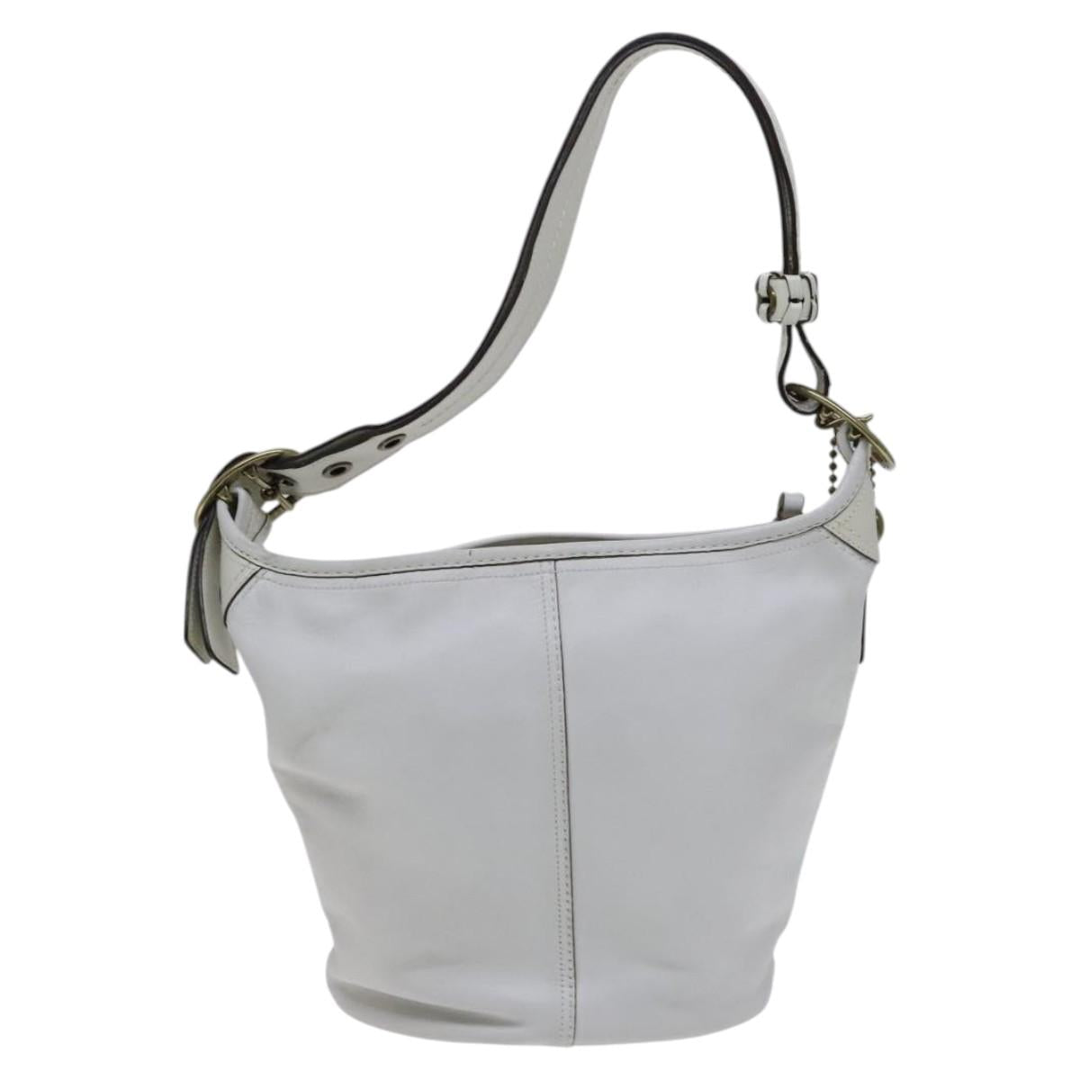Coach Shoulder Bag Leather White Auth bs23865
