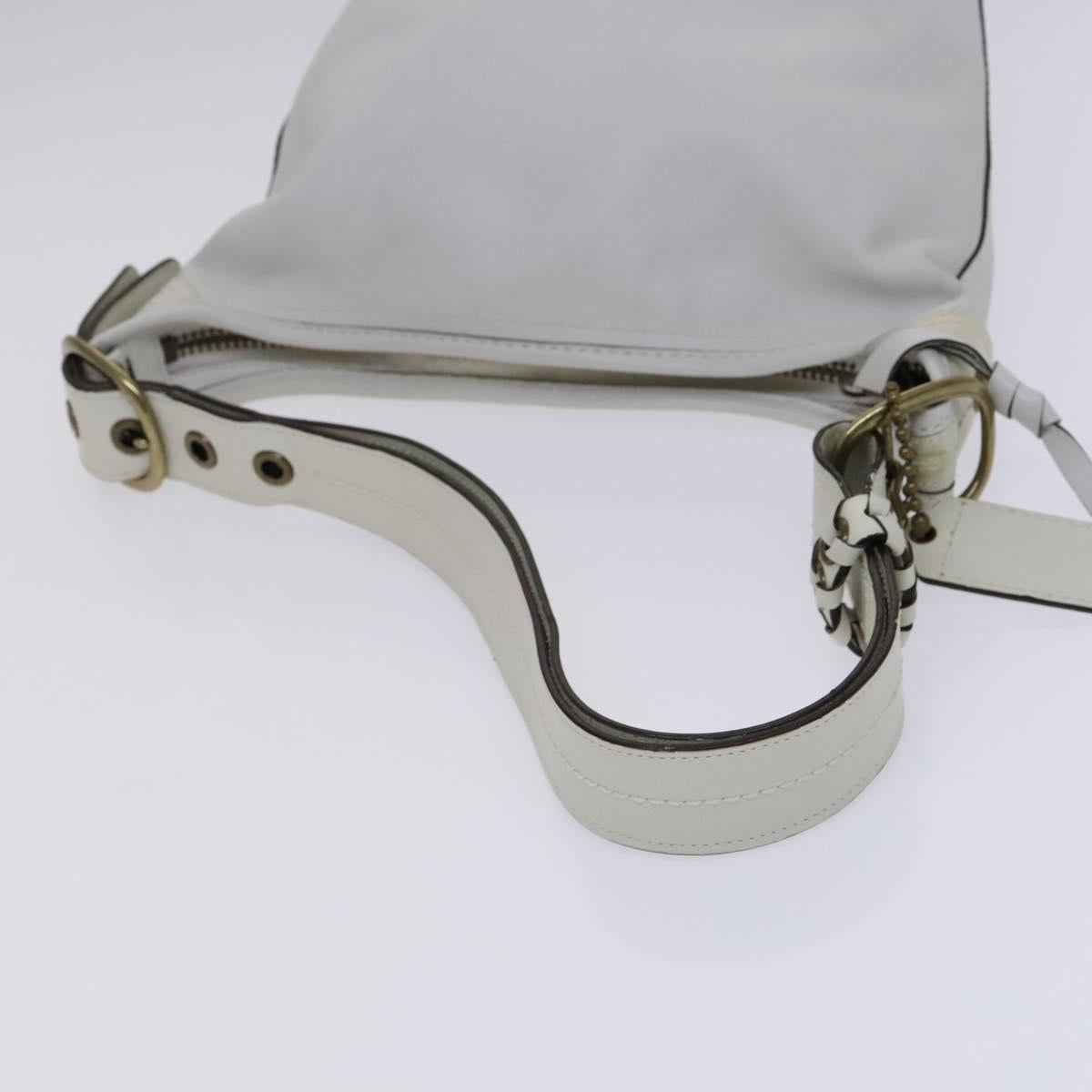 Coach Shoulder Bag Leather White Auth bs23865