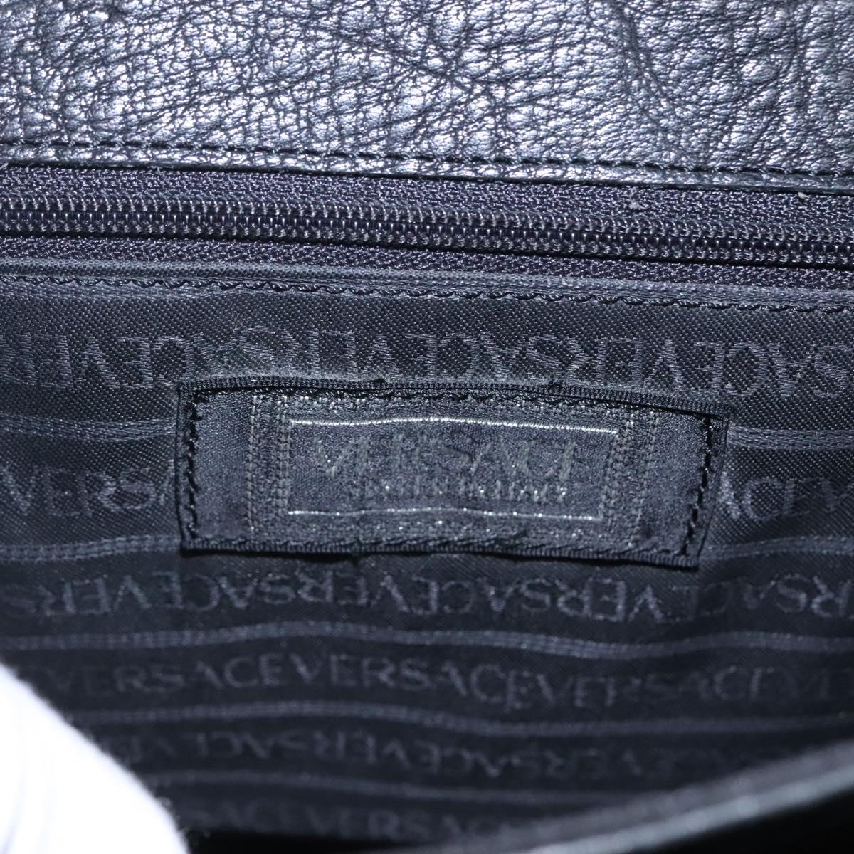 VERSACE Hand Bag Leather Black Auth bs23868