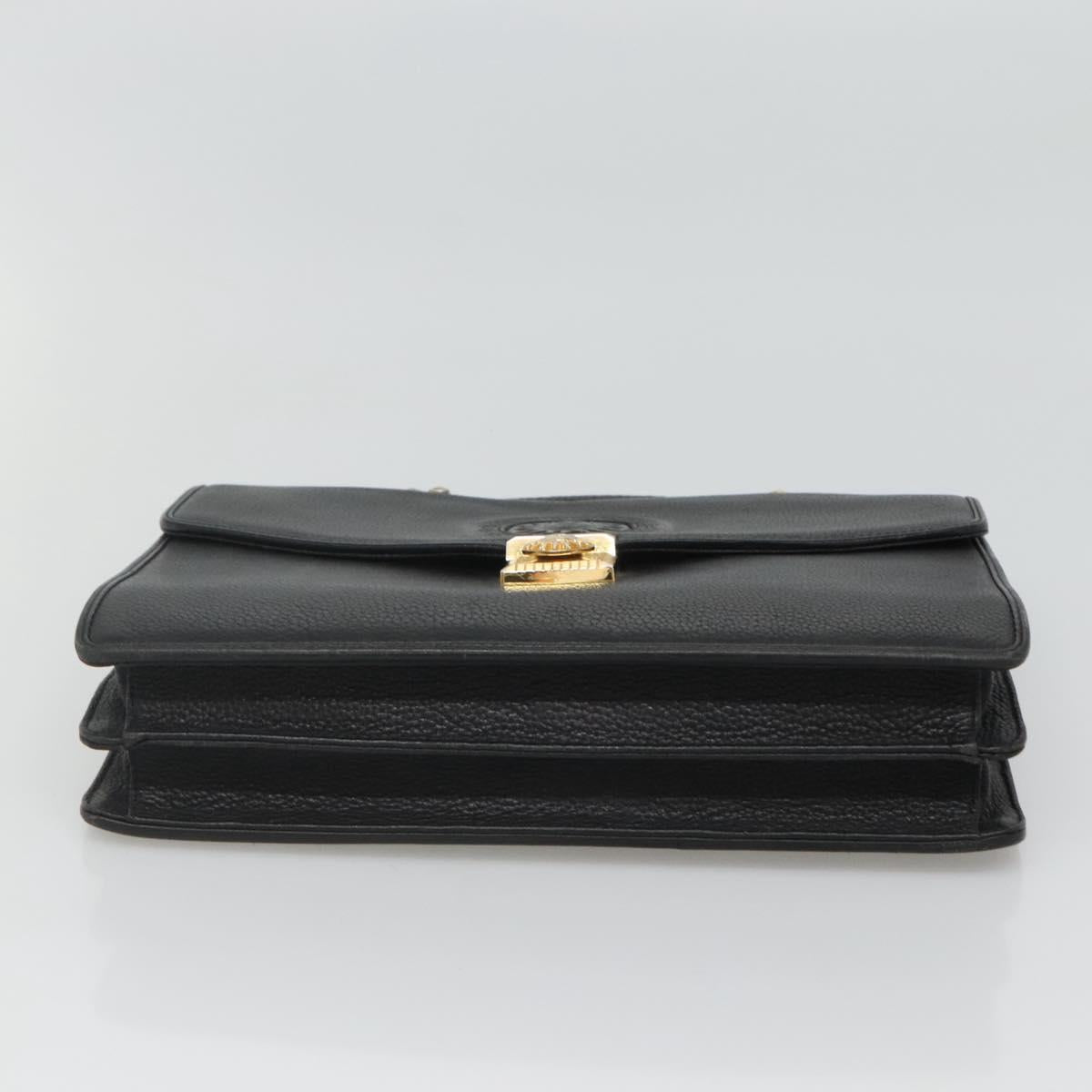 VERSACE Hand Bag Leather Black Auth bs23868