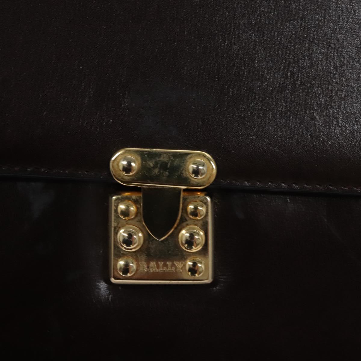 BALLY Shoulder Bag Leather Brown Gold Auth bs23873